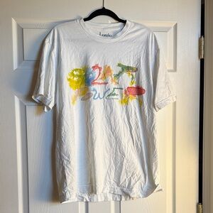 Lorde Solar Power official merch  White Tee with Colorful Paint-Style Graphic